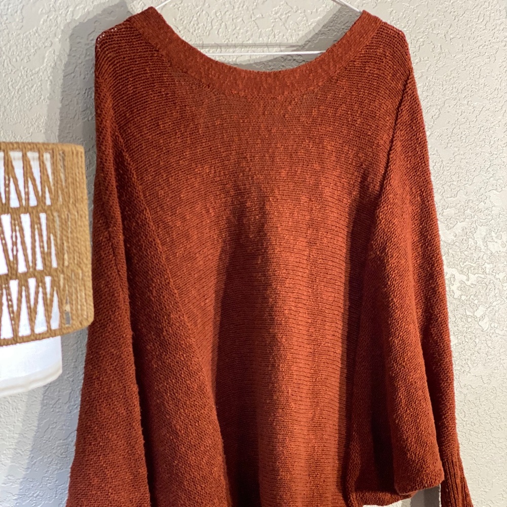RUBY MOON Knitted Burnt Orange Button Down Cardigan Sweater - Picture 3 of 5
